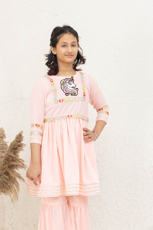 UNICORN PINK VELVET SUIT SET